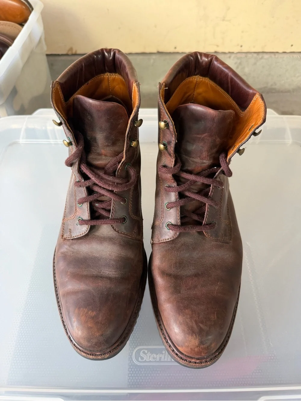 Cole Haan Men's Brown Leather Lace-Up Work Boots